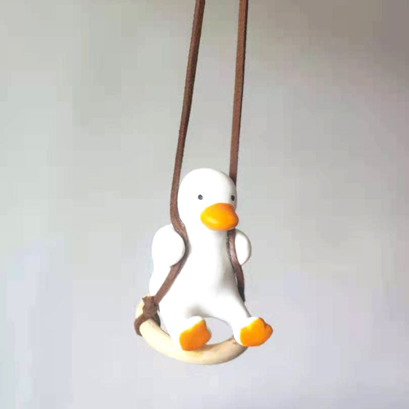 Swing Duck Car Pendant - Cute Hanging Ornament for Rearview Mirror