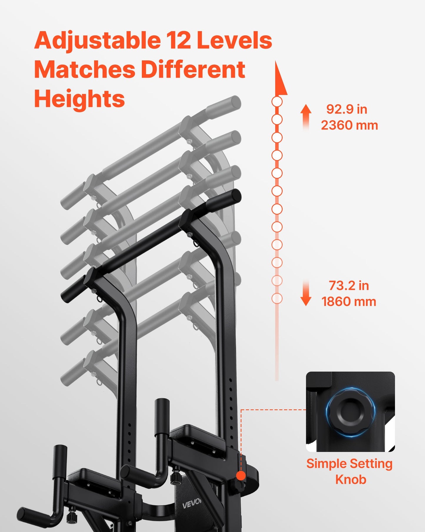 Adjustable Pull Up Bar Power Tower for Home Gym - Supports 330 LBS with Back Pad