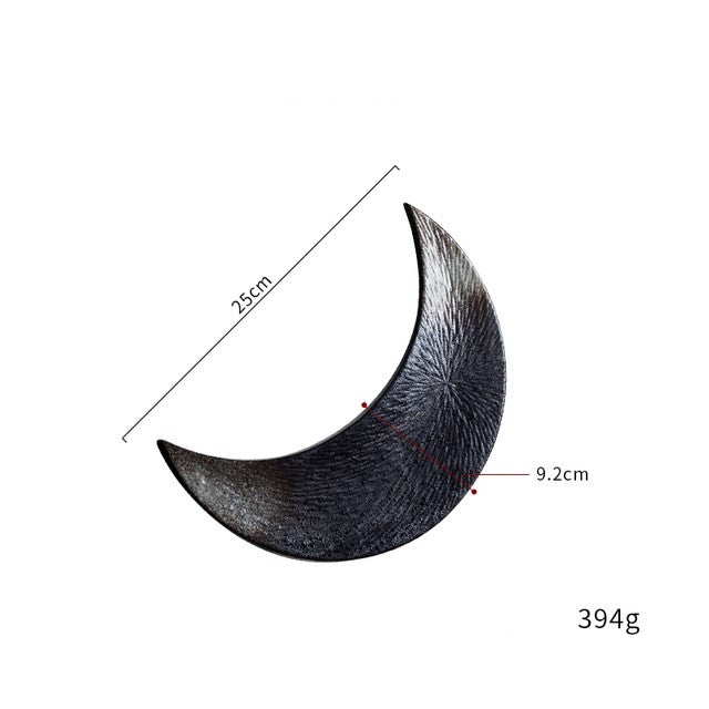 Ceramic Sushi Plate Irregular Moon-Shaped Serving Dish - Multiple Styles