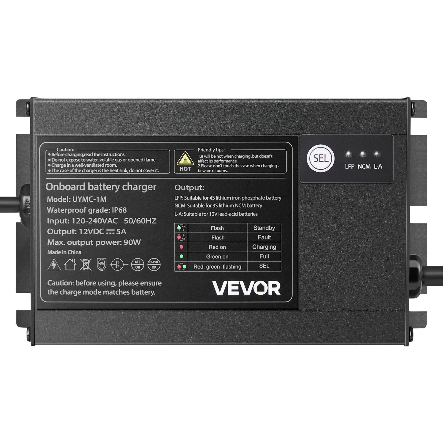 12V 5A Marine Battery Charger Waterproof IP68 Onboard RV Boat Yacht