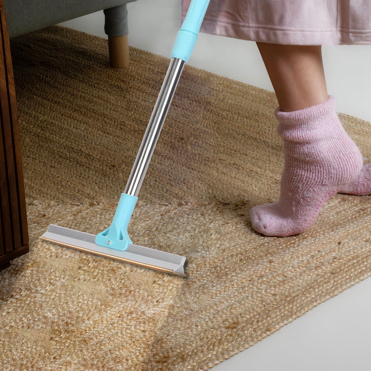 Pet Hair Removal Rake with Adjustable Telescopic Rod - Multi-Fabric Dog & Cat Hair Scraper