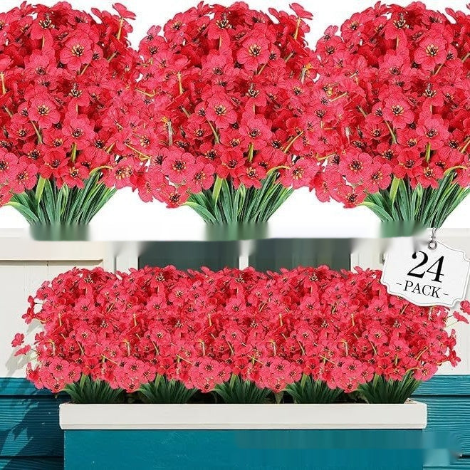 Spring Grass Violet Artificial Flower Set - UV Protection for Garden & Home Decor