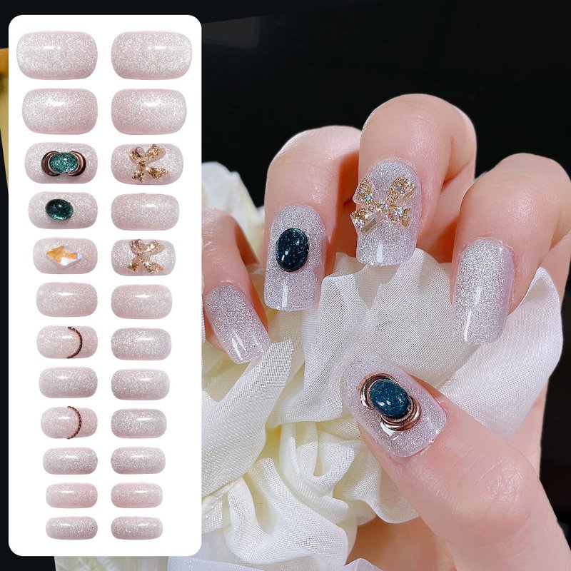Fake Nail Patches with Jelly Glue - 24 Pieces, 042# Color