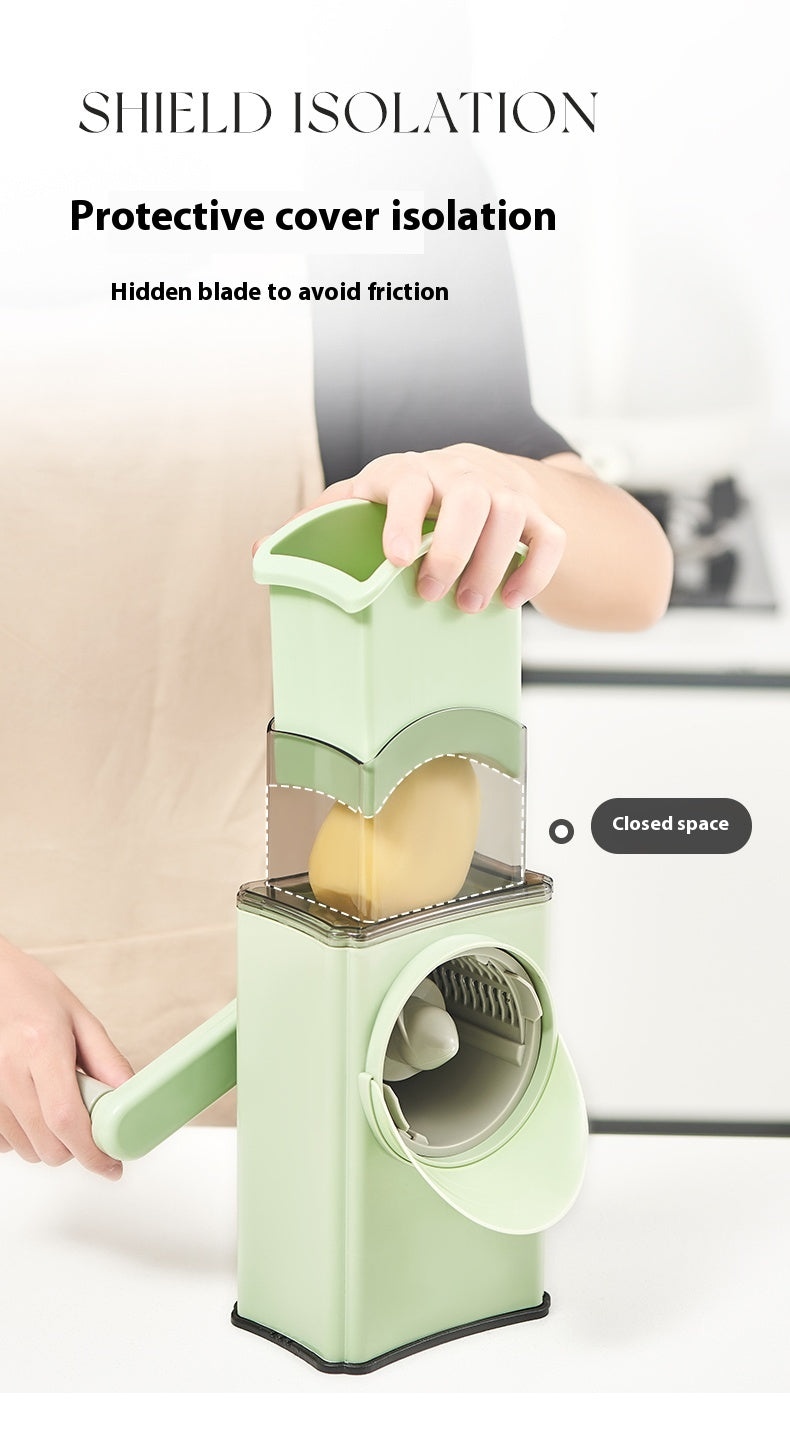 Multi-functional Hand Guard Kitchen Drum Shredder - Green Manual Vegetable Cutter