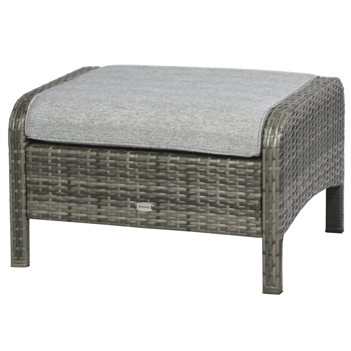 5-Piece Outdoor Rattan Lounge Chair Set with Cushions and Coffee Table - Gray