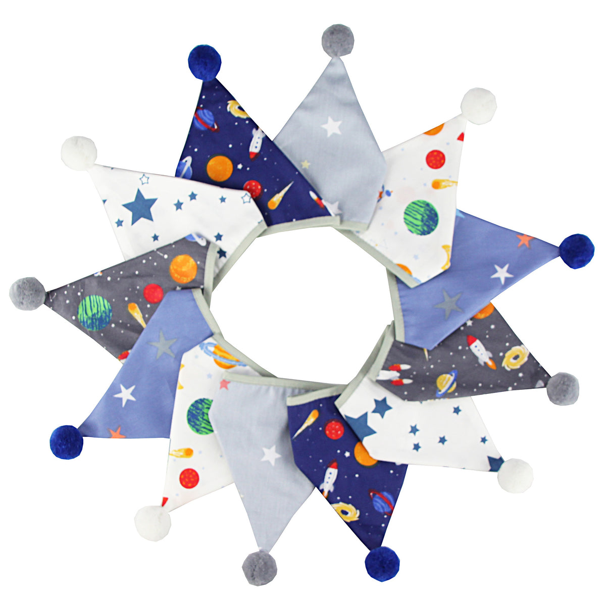 Cotton Wool Ball Triangle Flags Set for Home & Party Decor - 3.2m Length