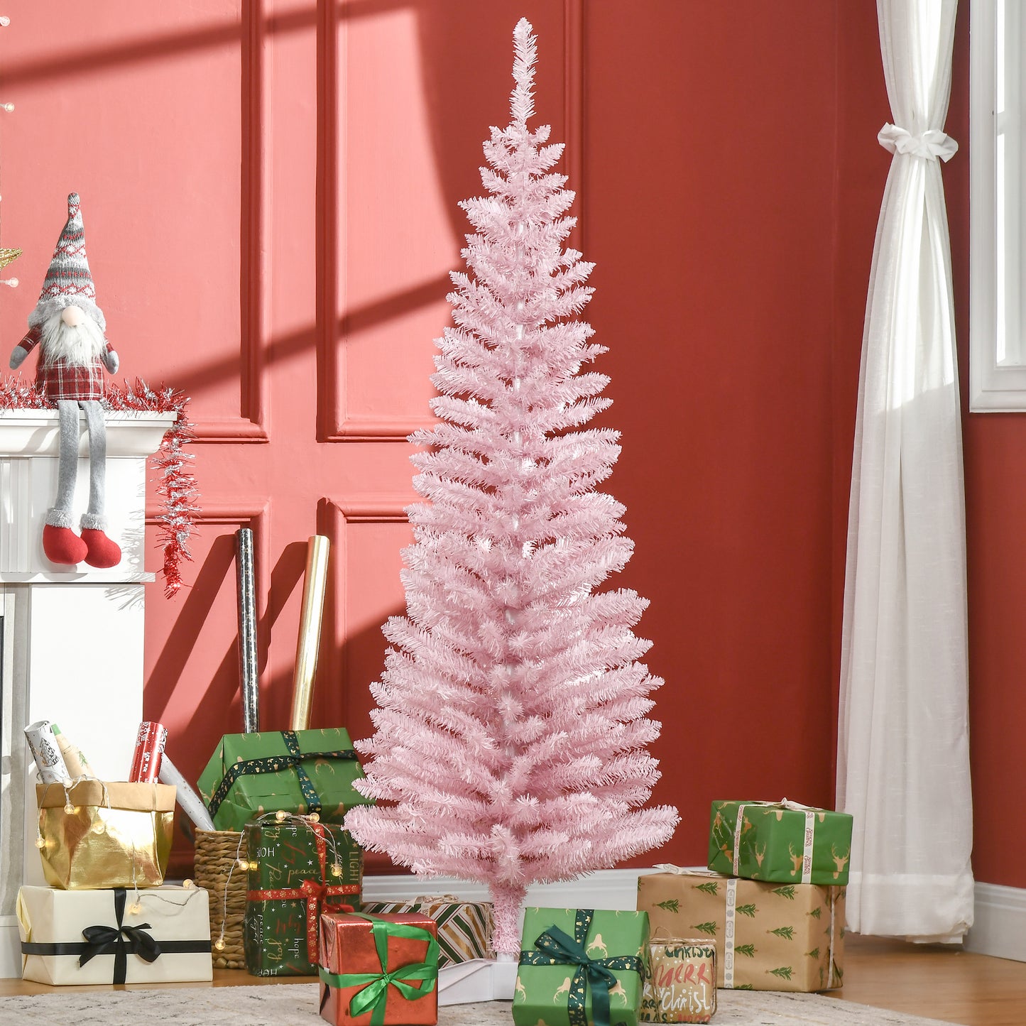 5ft Slim Pink Artificial Christmas Tree with 294 Branch Tips