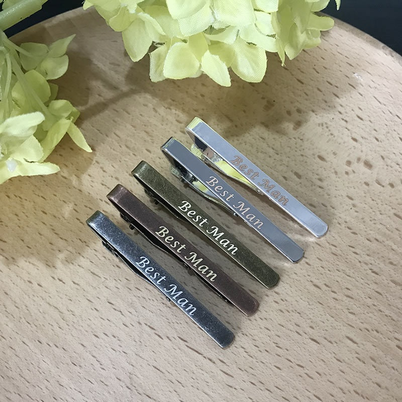Minimalist Brass Tie Clip for Men - Gold, Silver, Gun Black & More