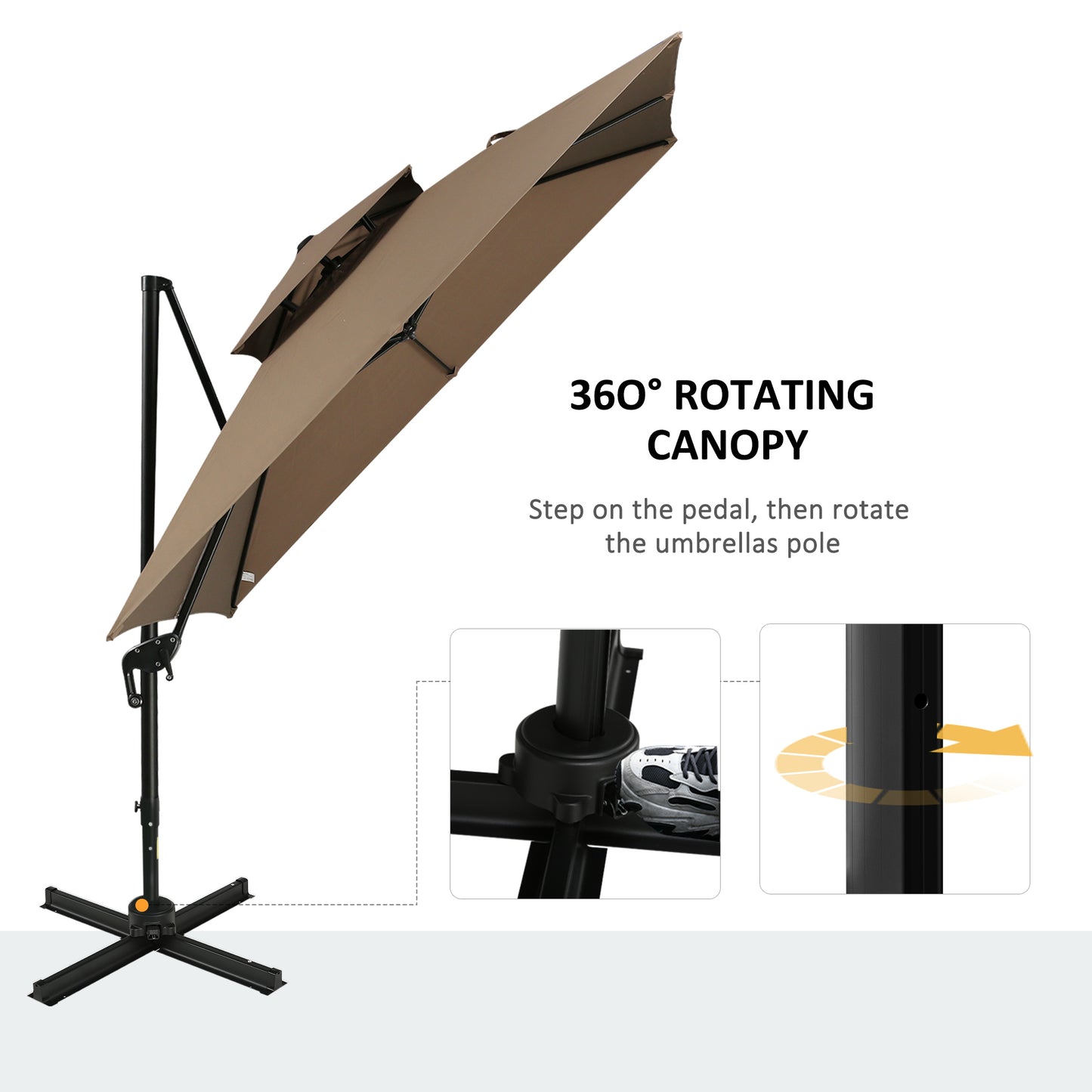 10ft Offset Patio Umbrella with 360-Degree Rotation - Coffee