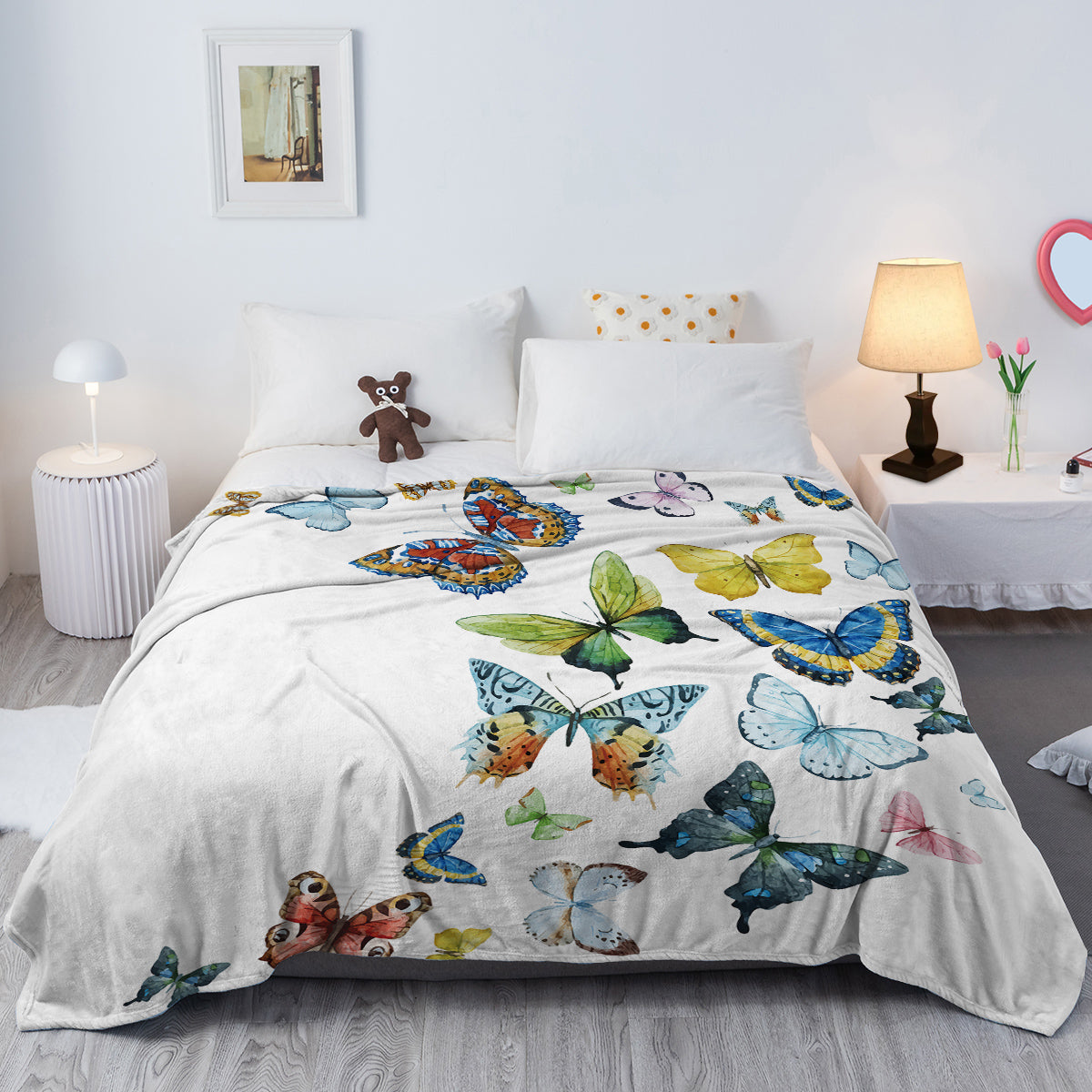 Colorful Butterfly Printed Soft Blanket - Multi-Scene Decorative Throw