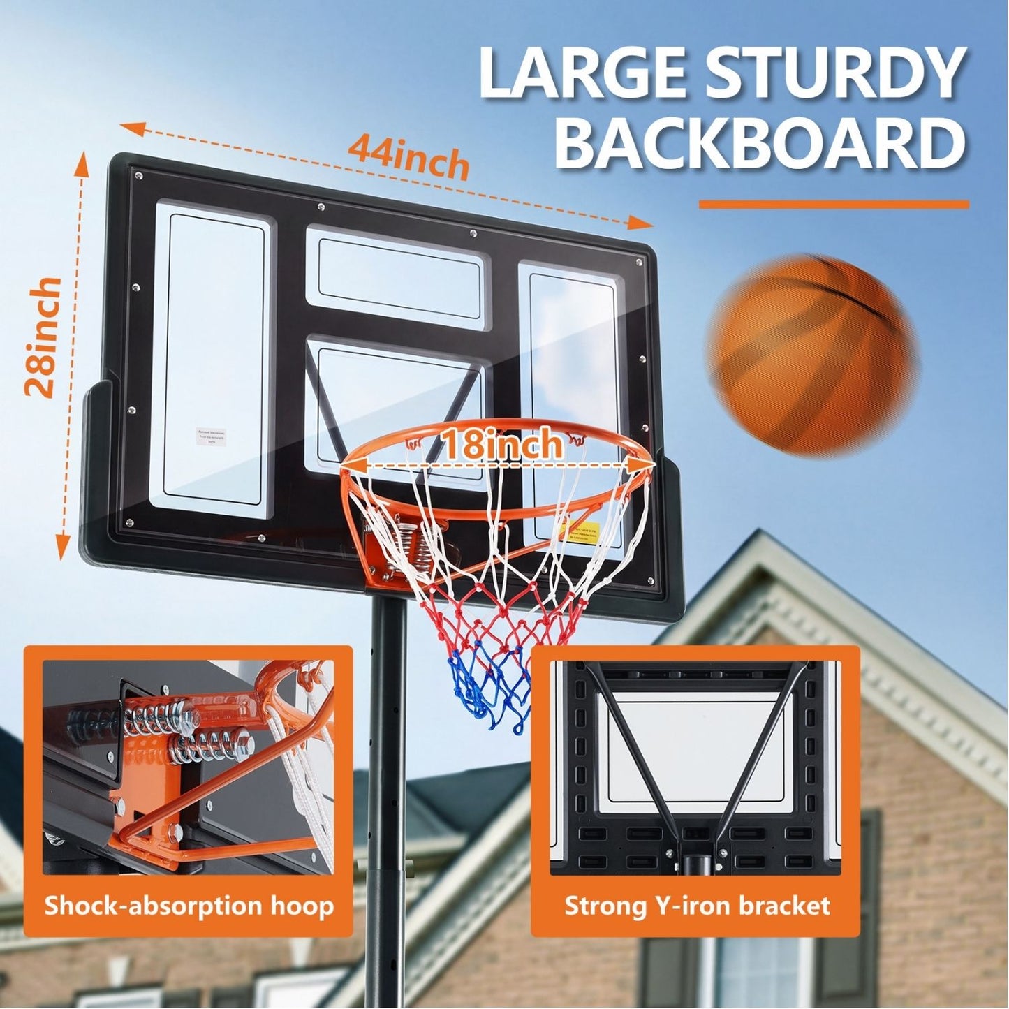Portable Adjustable Basketball Hoop for Kids & Adults Indoor Outdoor Training Stand