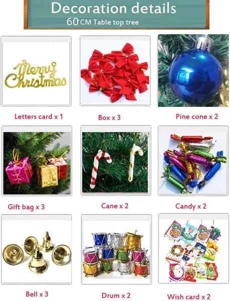 Mini Christmas Tree with LED Lights - 24" Artificial Decoration