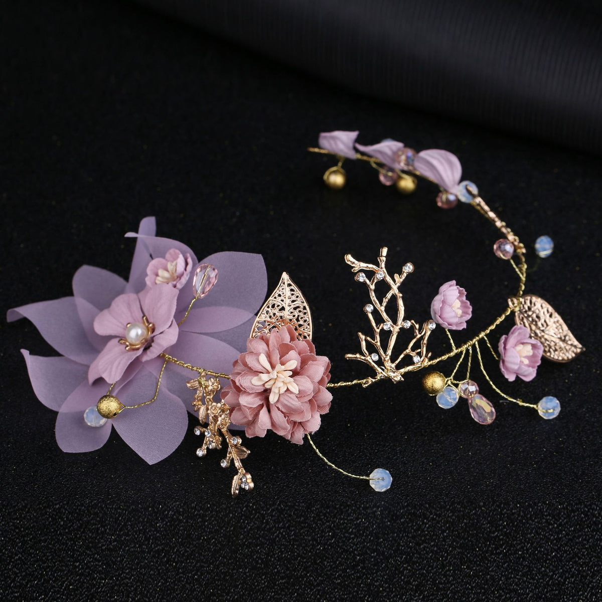 Handmade Gold Leaf Branch Flower Wedding Hair Accessory