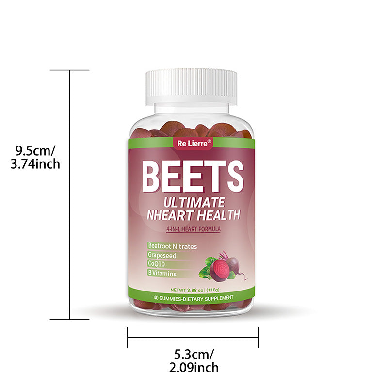 Beet Root Heart Health Gummies - 4-in-1 Formula with CoQ10 - 40 Count