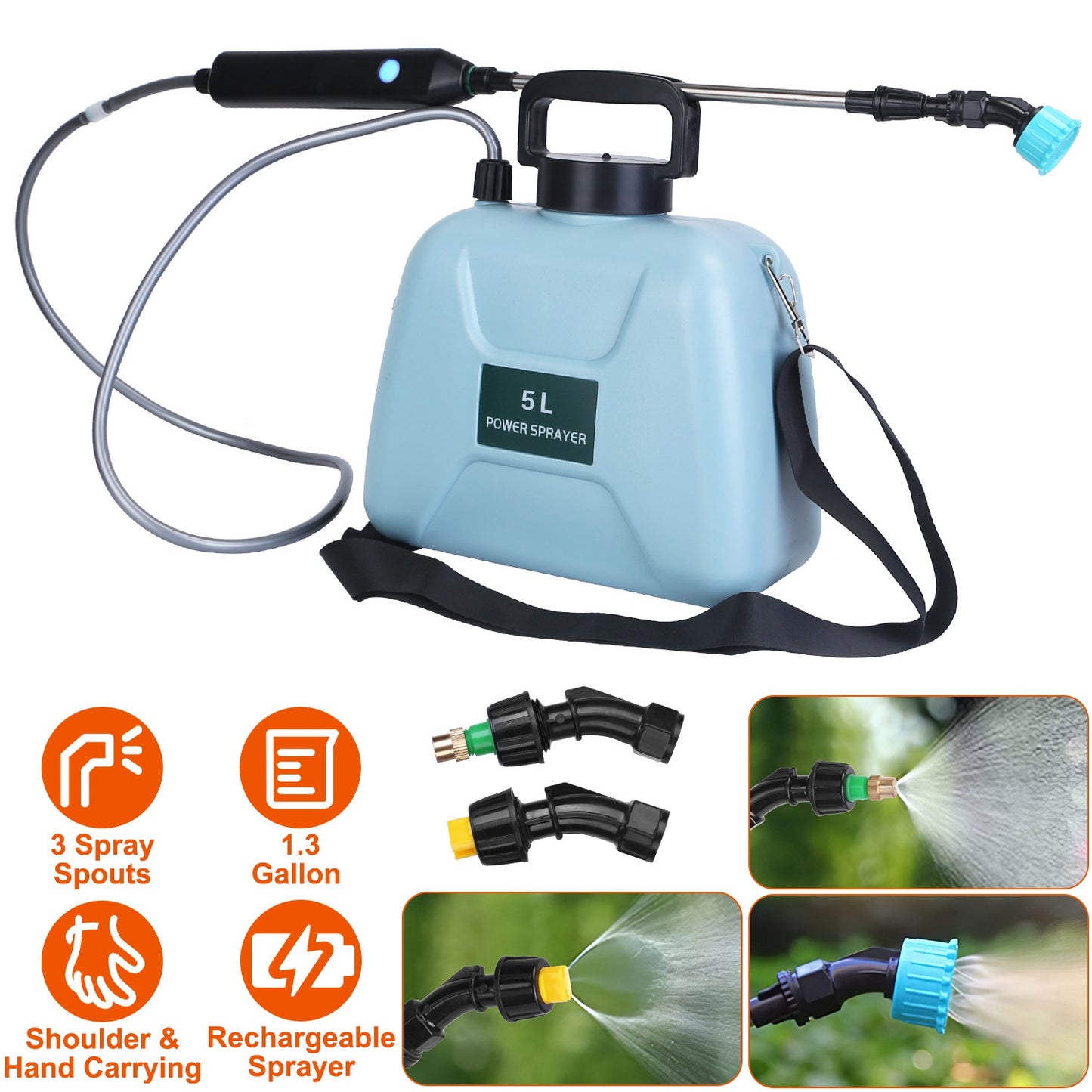 Electric Garden Sprayer 5L Rechargeable Handheld Watering & Disinfection Tool
