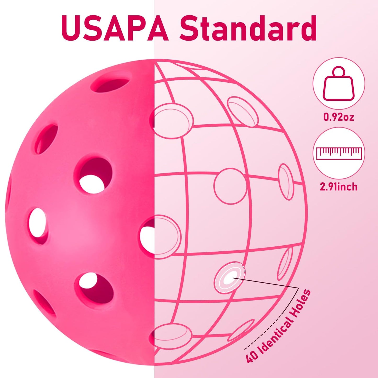 Outdoor Pickleball Balls - 8 Pack, USAPA Approved, 40 Holes