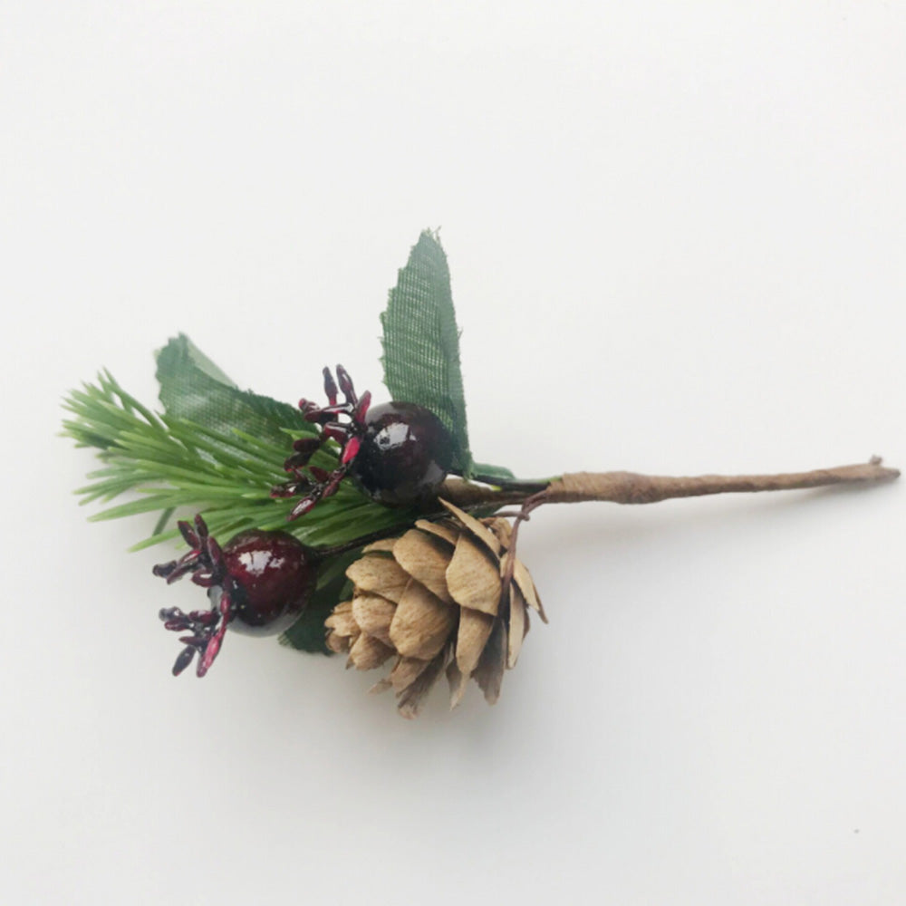 Artificial Pine Branches with Red Berries & Pine Cones - Holiday Decor