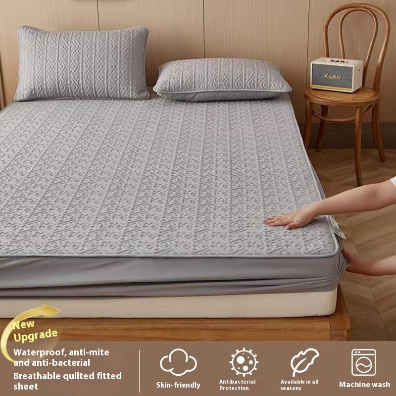 Quilted Fitted Bed Sheet with Antibacterial Fiber - Thick & Durable, 100x200cm
