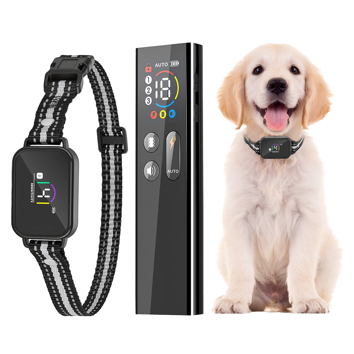 Dog Training Collar with Remote, Bark Control & 3 Channels - Waterproof Rechargeable