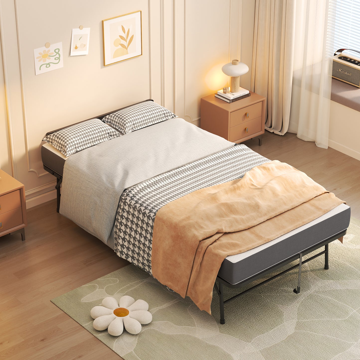 75 X 38 Folding Bed With Adjustable Headboard, 5 Memory Foam Rollaway