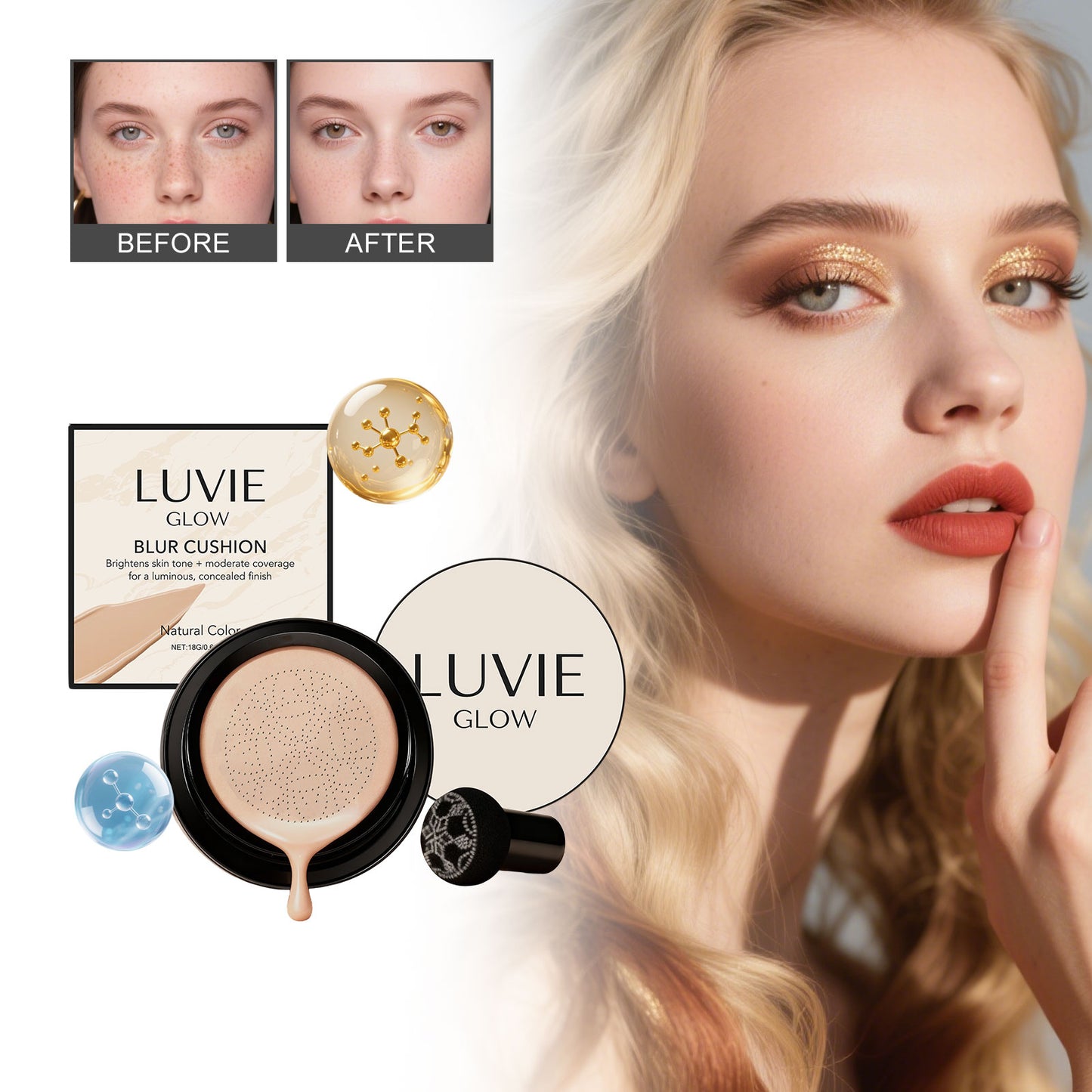 Natural Shade Cushion Foundation 18g - Flawless Face Makeup