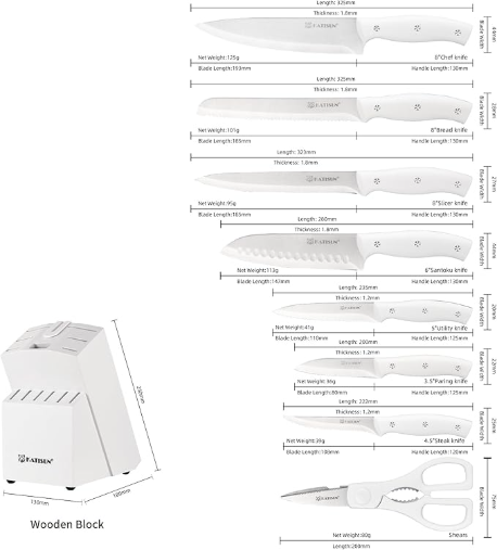 15-Piece Kitchen Knife Set with Built-in Sharpener & Holder