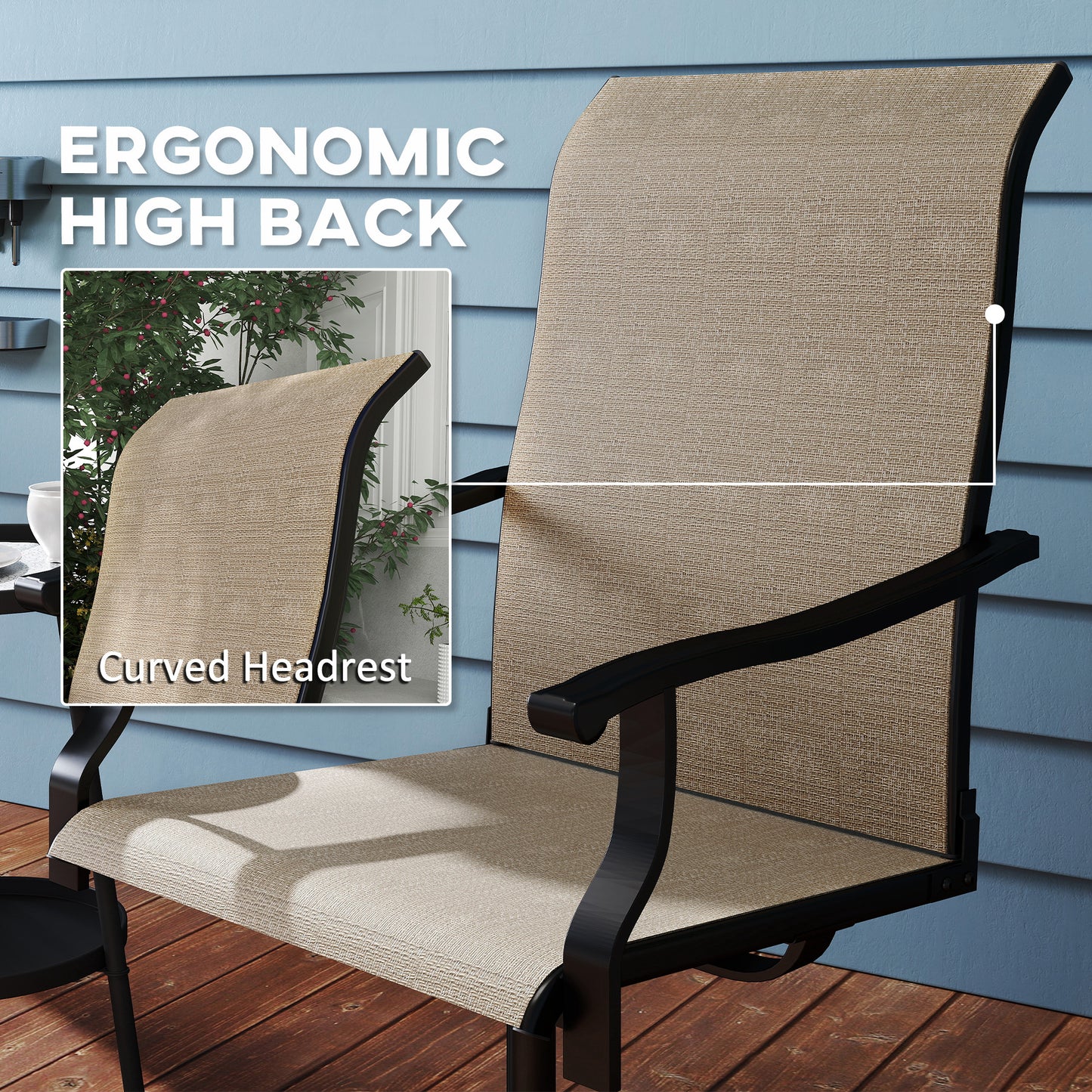 Outdoor Swivel Chairs Set of 2 - High Back Mesh Dining Chairs