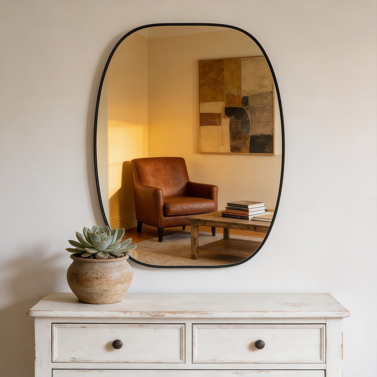 30x40 Inch Black Metal Framed Oval Bathroom Mirror for Wall