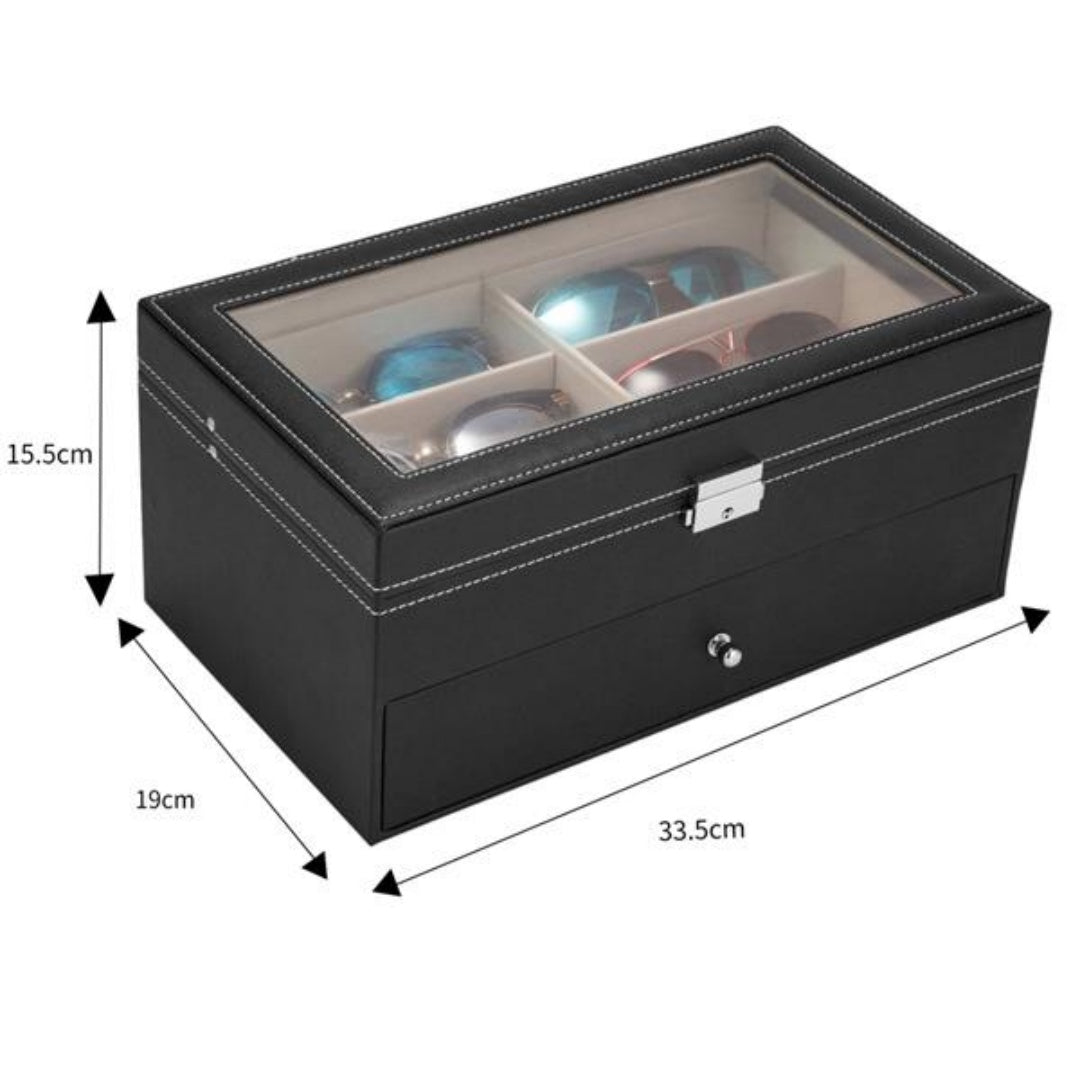 Leather 12 Piece Eyeglasses Storage And Sunglass Glasses Display