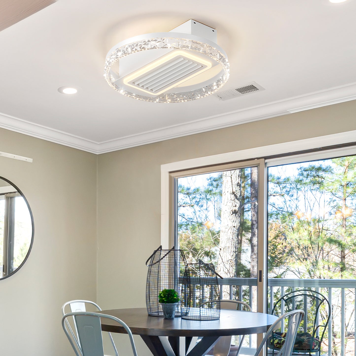 20-Inch LED Bladeless Ceiling Fan Light with Remote Control