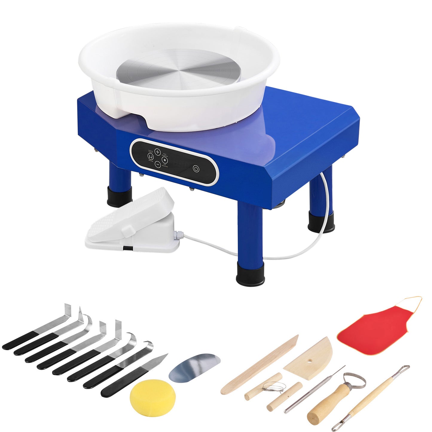 Pottery Wheel 10 Inch Ceramic Forming Machine with Adjustable Speed, Foot Pedal & Sculpting Tools