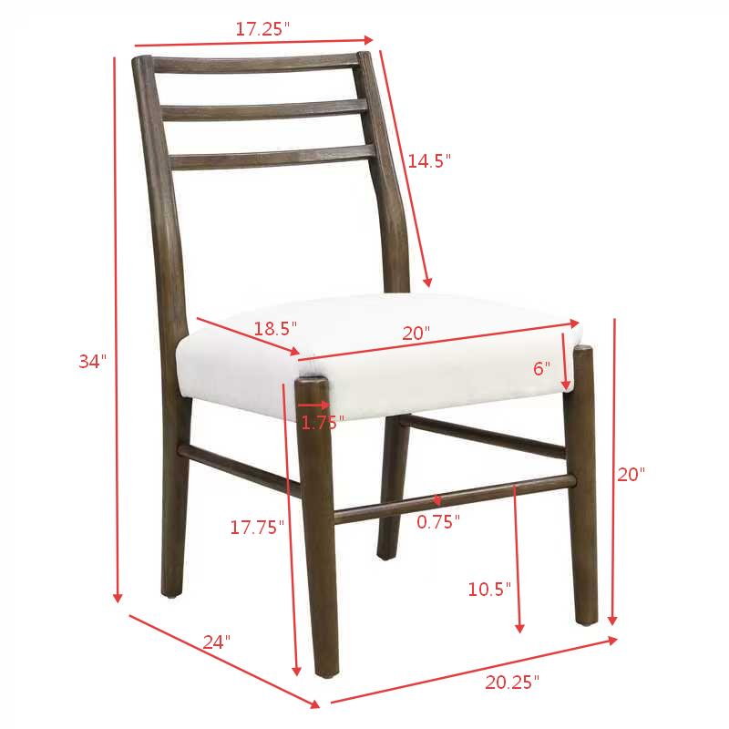 Set of 2 Beige Dining Chairs with Ladder Back Design