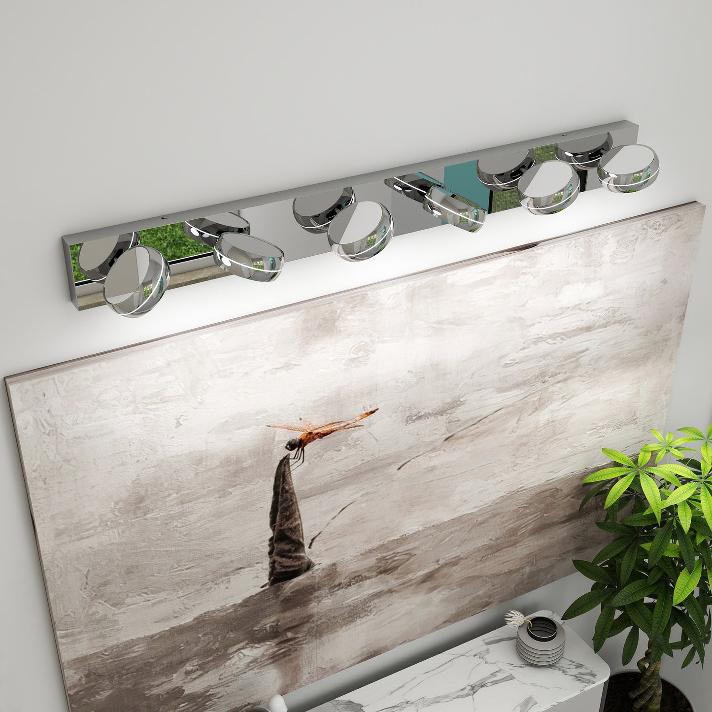 Modern LED Vanity Lights - 43in Bathroom Fixture with 6 Bulbs