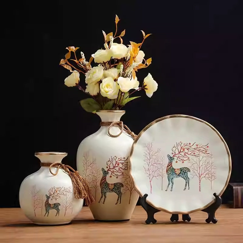 European-Style Ceramic Vase Decor Set - Modern Minimalist Home Accent