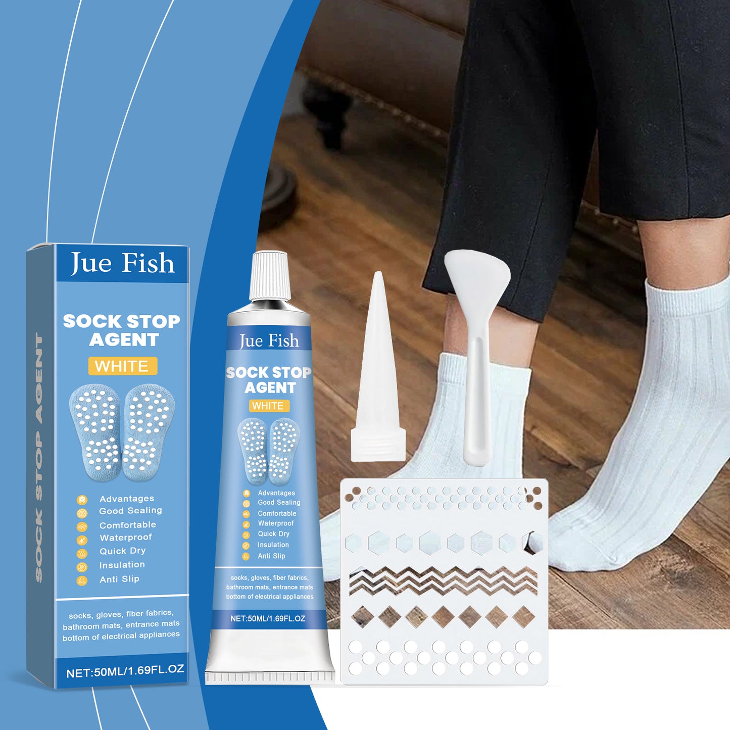 Anti Slip Sock Adhesive Set for Shoes and Mats - 150ml
