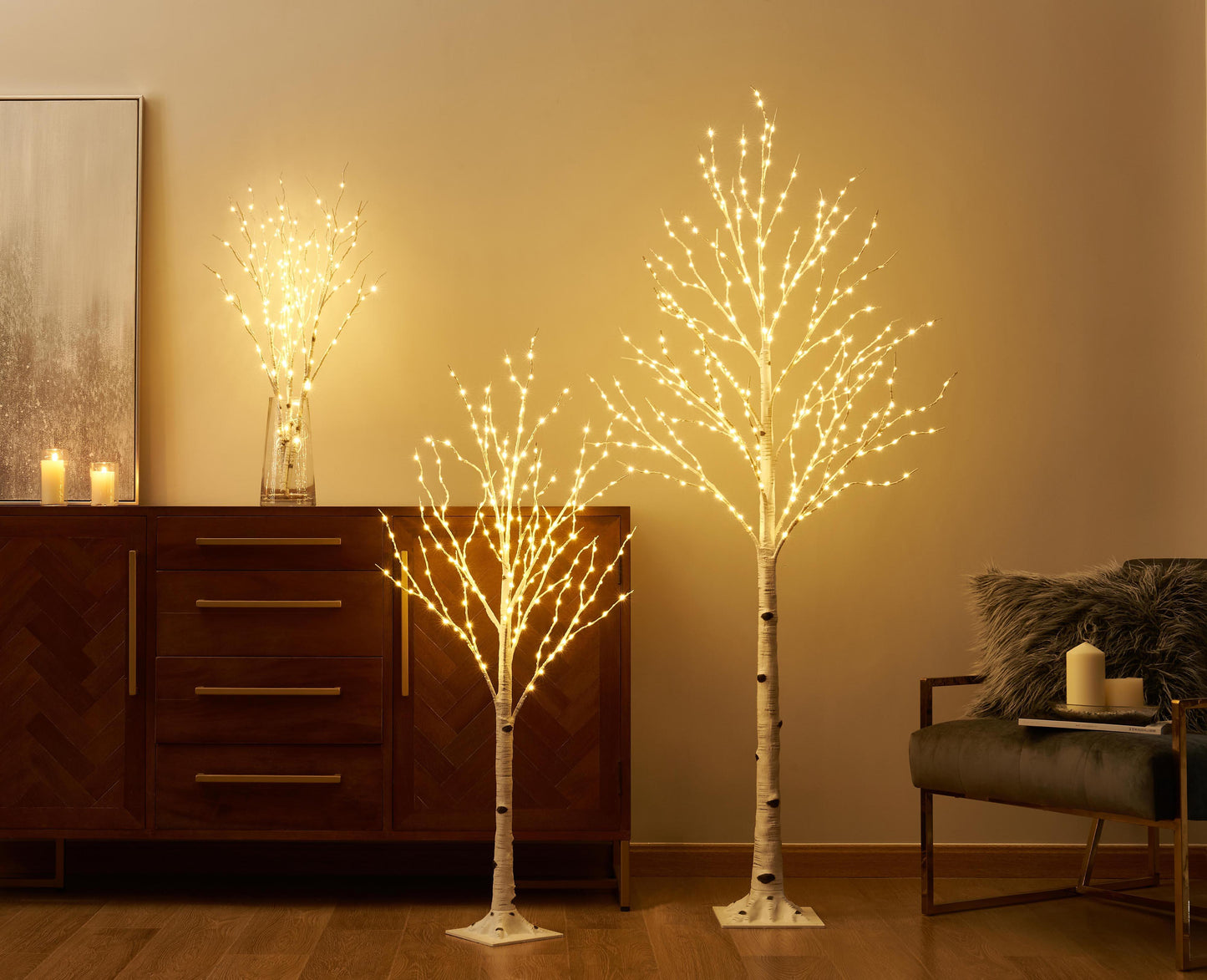 LED Birch Branch Ambient Light - 100 LED Beads, Adjustable Brightness