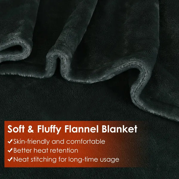 USB Heated Blanket Poncho Shawl Wrap - 59" x 31" - Black