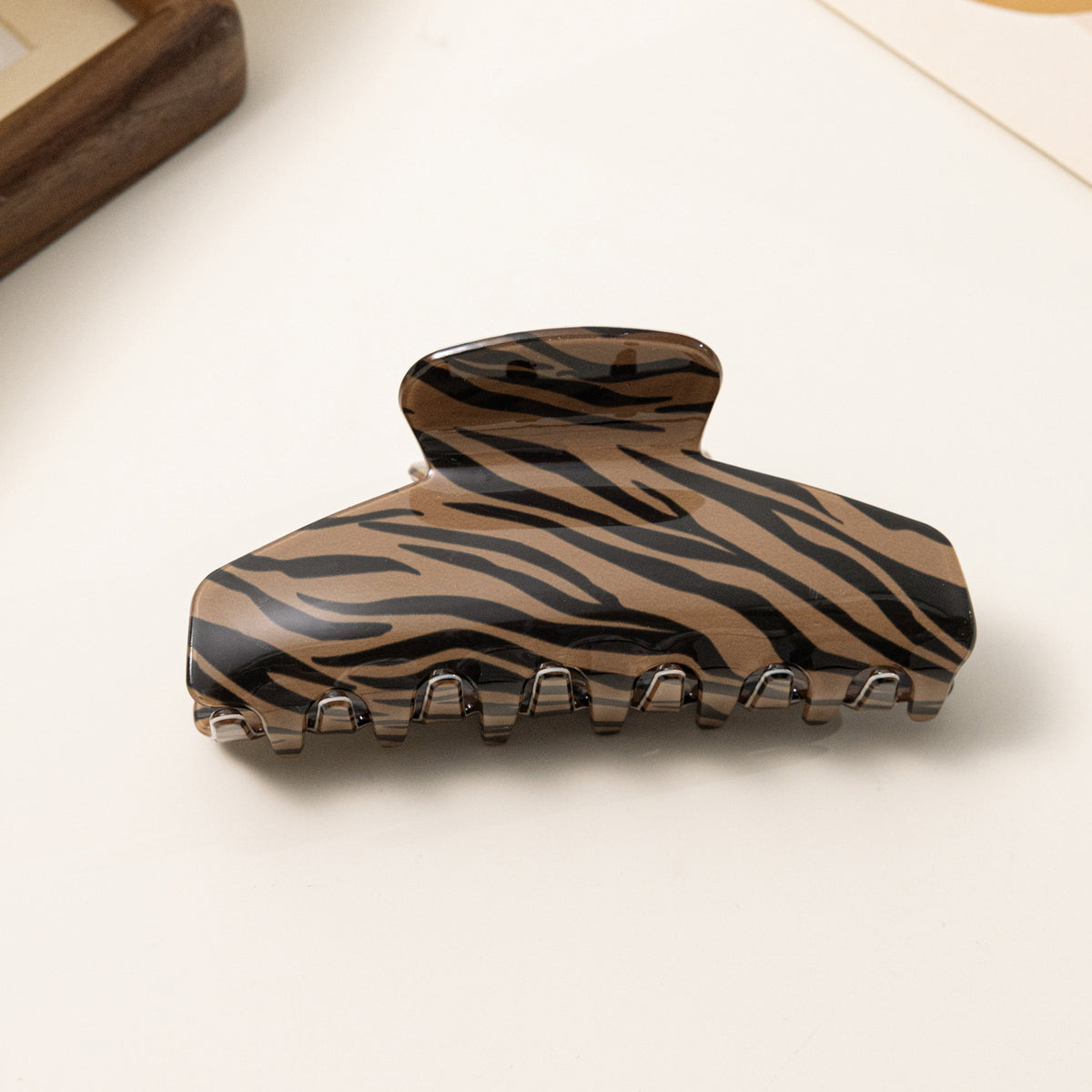 Zebra Stripe Hair Grip - Coffee