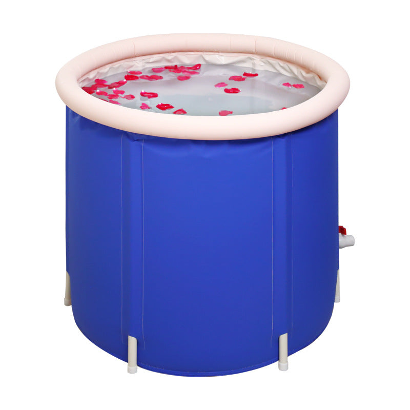 Folding Blue Starry Sky Bath Bucket - Inflatable Nylon Bathroom Storage