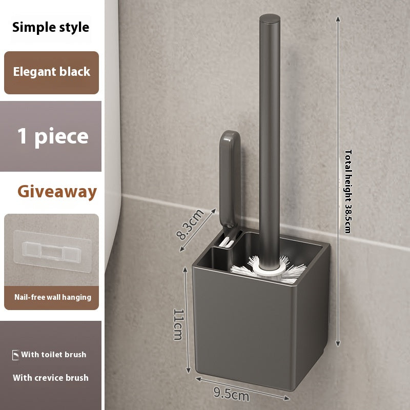 Wall-Mounted Toilet Brush Set with Long Handle and 2 Brushes - No Dead Angle Cleaning