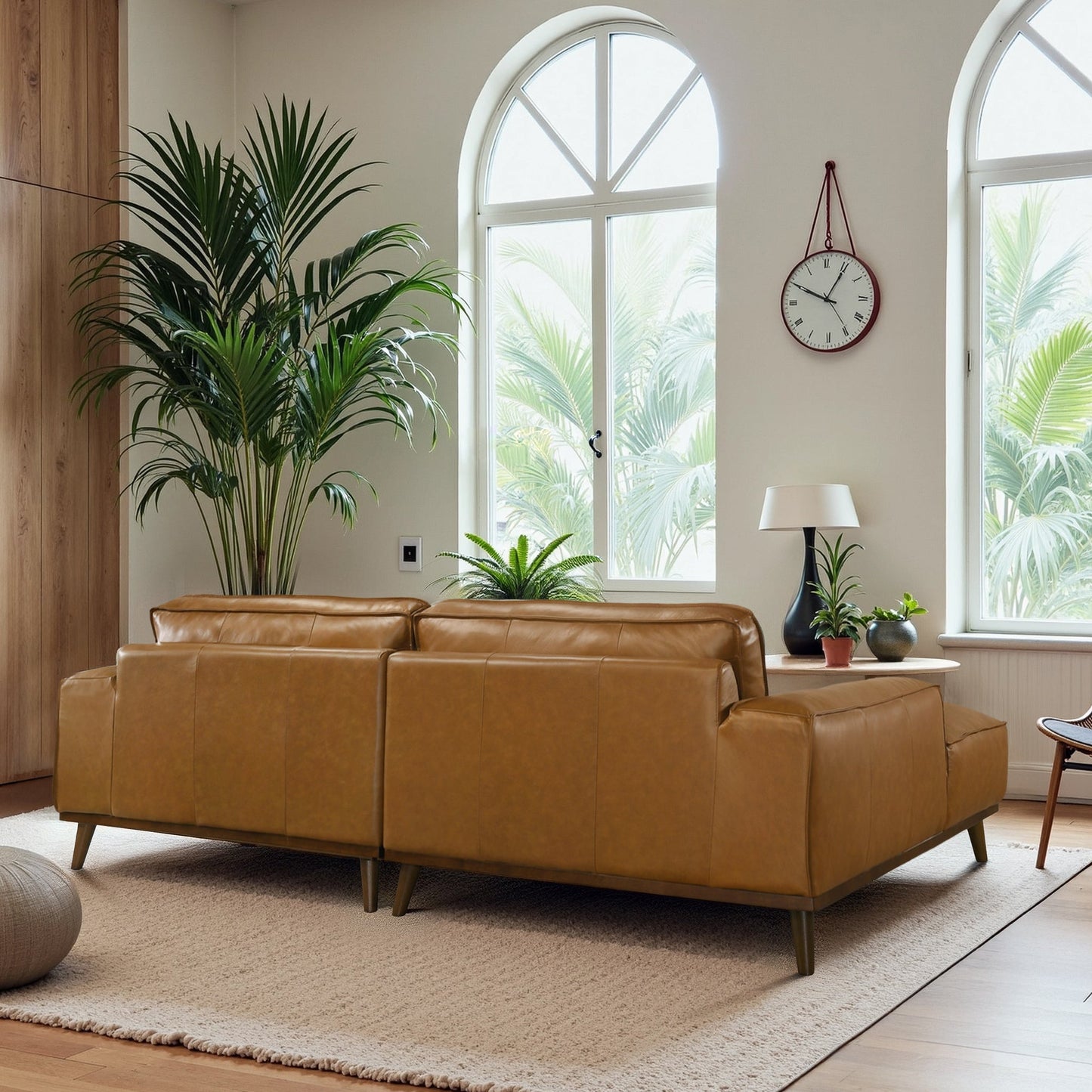 Kerrville Tan Leather Left Sectional Sofa
