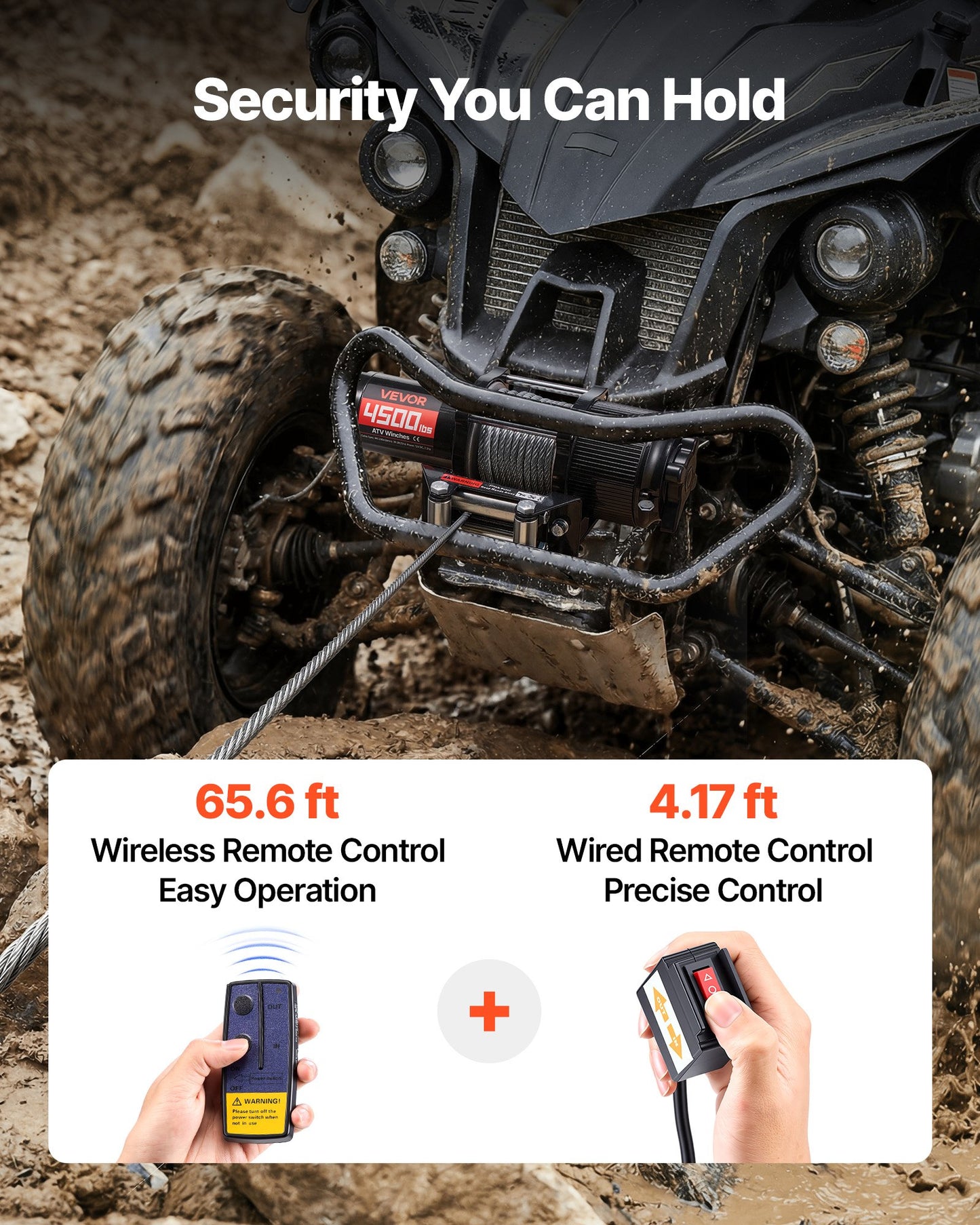 4500 Lb Electric Winch 12V DC for ATV UTV Off-Road with Steel Rope & Wireless Remote