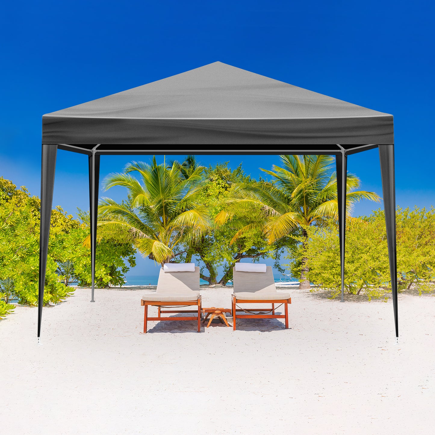 10x10ft Black Outdoor Party Tent with Sturdy Iron Frame