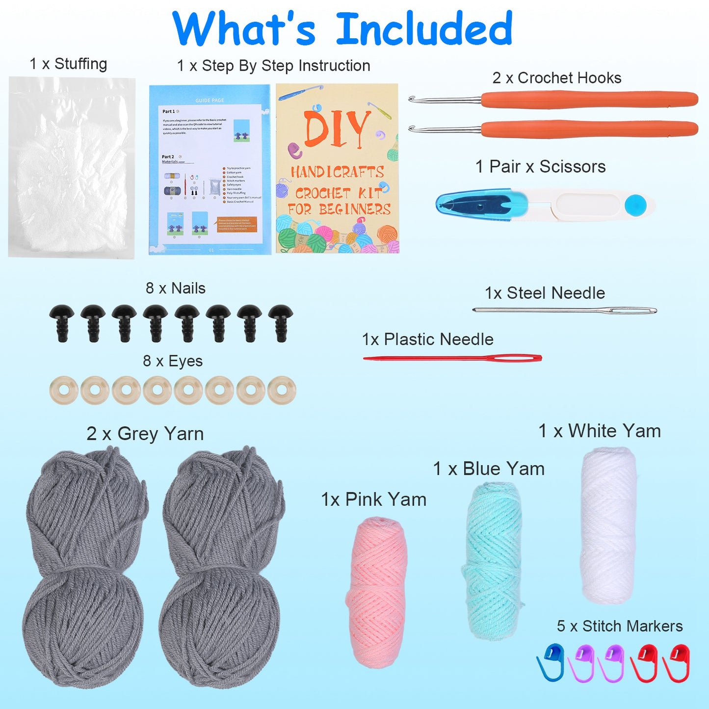 Crochet Kit for Beginners - Complete DIY Knitting Supplies