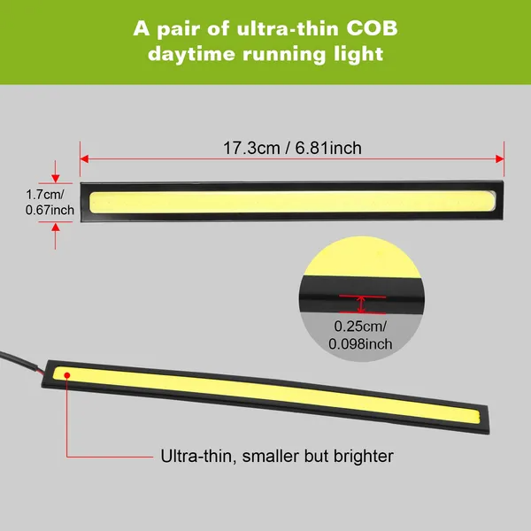 2Pcs LED Daytime Running Lights - Waterproof Car Fog Lights