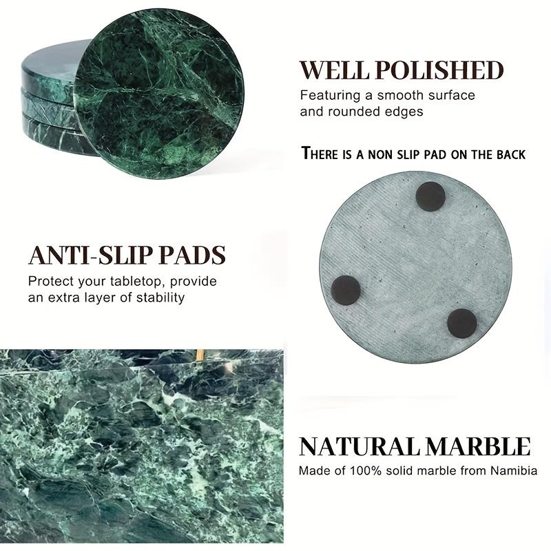 4-Piece Marble Coaster Set - Heat-Resistant Round Table Protectors