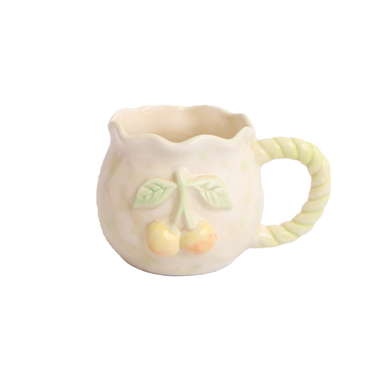 Hand Painted Embossed Flower Ceramic Mug with Large Capacity