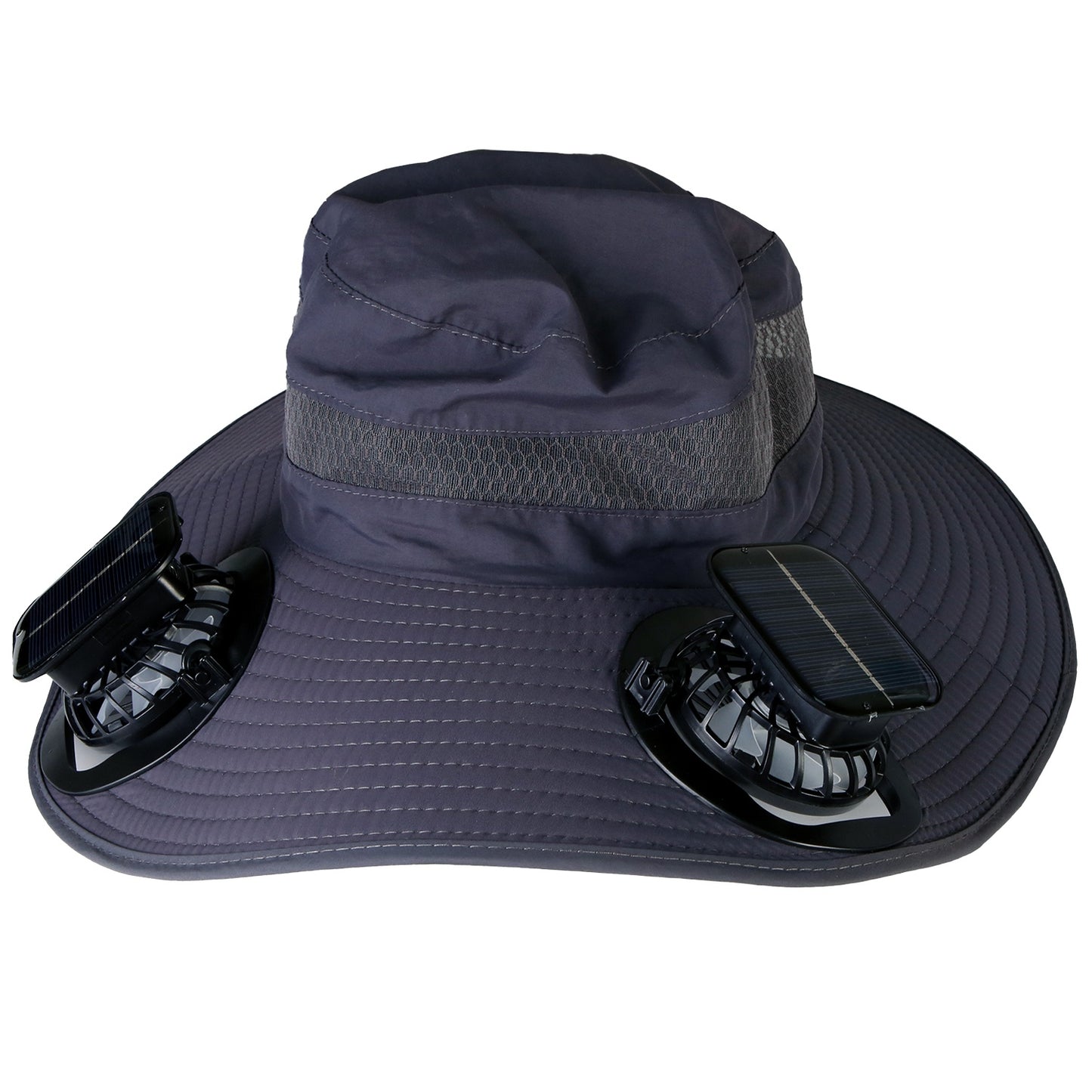 Outdoor Wide Brim Sun Hat with Rechargeable Fans - UPF50 Waterproof Mesh Hat for Hiking Camping Fishing