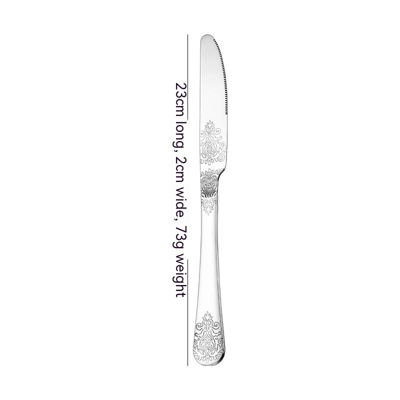 Vintage Gold-Plated Stainless Steel Cutlery Set - Dinner Knife Fork Spoon Tea Spoon