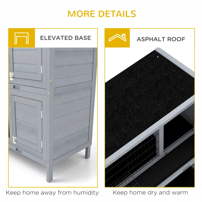 Large 2-Story Rabbit Hutch Pet House with Lockable Doors and Removable Trays